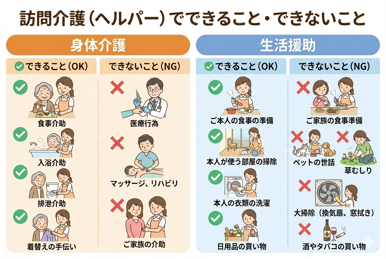 訪問介護で「できること・できないこと」をケアマネが徹底解説